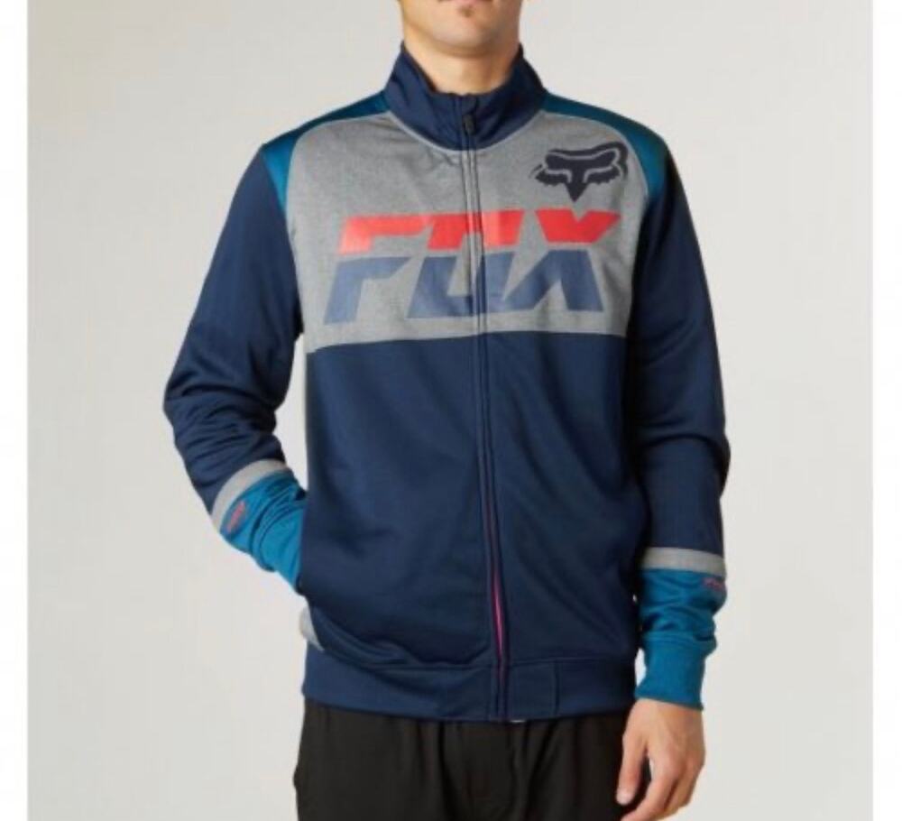 Fox Racing Active Zip Up Jacket Men’s Large Navy Gray Red Performance Moto